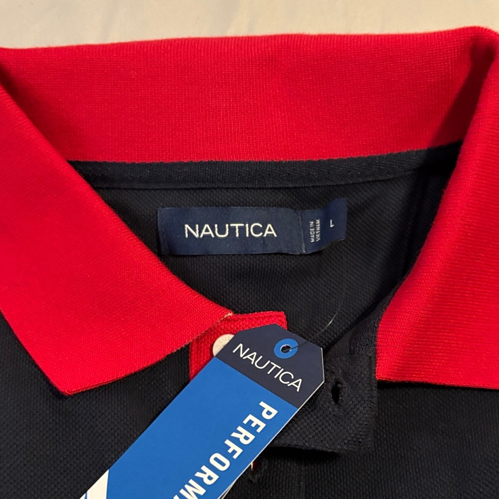 Nautica Navy Polo with Red Contrast Collar - Picture 13 of 14